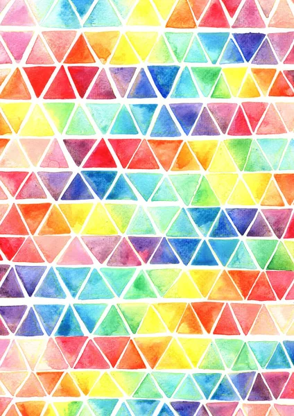 Gökkuşağı renkli üçgen şekilli suluboya el boyası arka plan. 