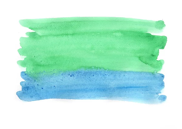 Abstract Groen Blauw Aquarel Verf Penseel Beroerte Achtergrond — Stockfoto