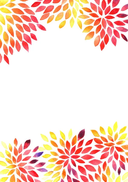 Sonbahar yaprakları kadife çiçeği suluboya çerçeve arka planı.