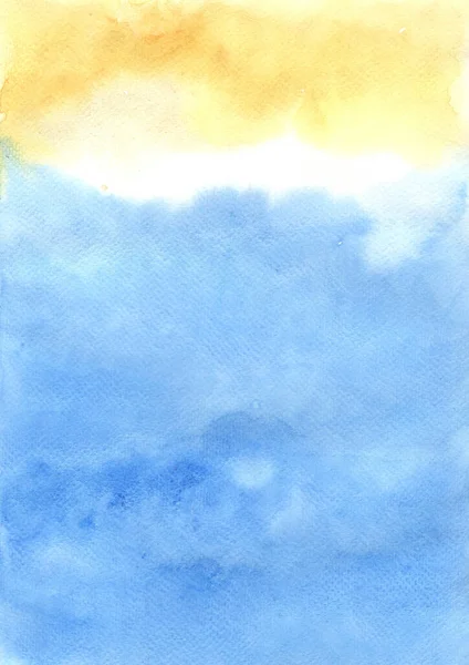 Abstrait Jaune Bleu Aquarelle Peinture Fond — Photo