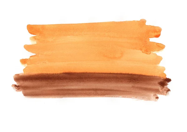 橙色和褐色水彩画笔划背景摘要 — 图库照片
