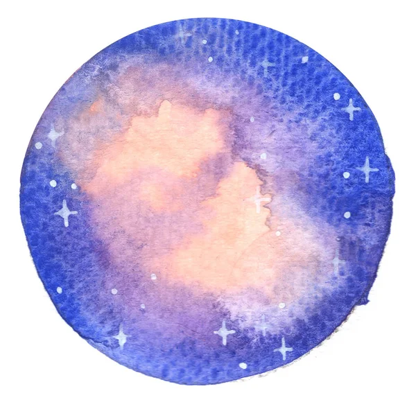 Ночное Небо Блестящими Звездными Кругами Форма Рамки Акварель Фон — стоковое фото