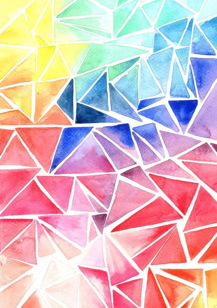 Regenbogen Bunt Dreieck Form Aquarell Hand Malerei Hintergrund — Stockfoto