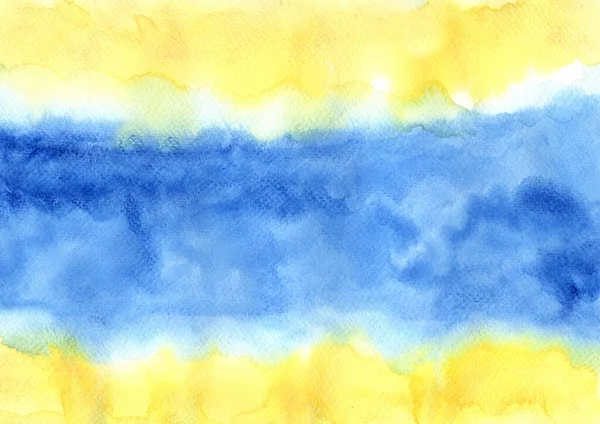 Abstrait Jaune Bleu Aquarelle Peinture Fond — Photo