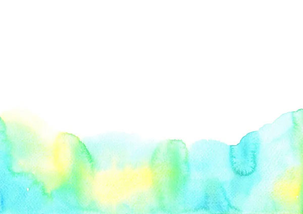 Синьо Жовтий Акварельний Ручний Живопис Рамковий Фон Прикраси Влітку — стокове фото