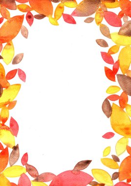 Sonbahar, sonbahar mevsiminde ve Şükran Günü festivalinde süsleme için suluboya el boyası çerçeve arkaplanı bırakır.