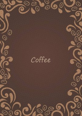 Kahve çekirdeği çerçeveli soyut aroma dumanı kahve barı ve bistro kafe temalı süsleme için vektör.