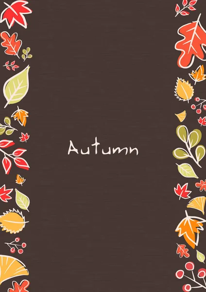 Beyaz karalama, sonbahar festivalinde dekorasyon için kahverengi arkaplan vektörüne çerçeve bırakıyor.