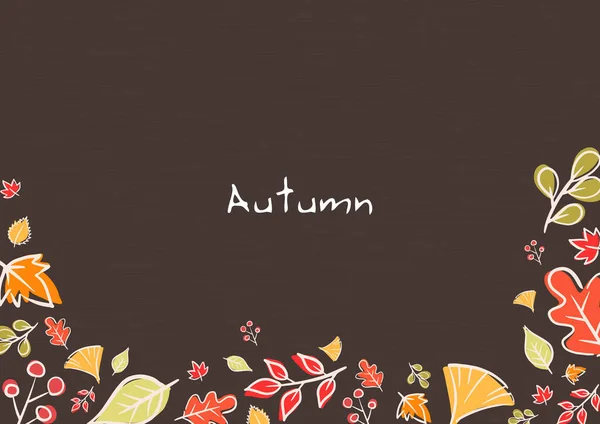 秋季装饰用的褐色背景载体上的白色涂鸦叶框 — 图库矢量图片