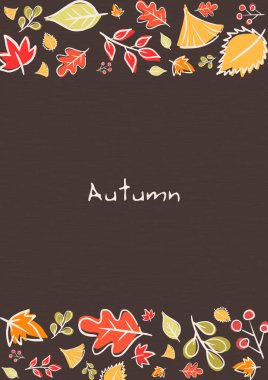 Beyaz karalama, sonbahar festivalinde dekorasyon için kahverengi arkaplan vektörüne çerçeve bırakıyor.