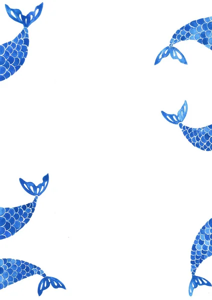 Sereia Cor Marinha Azul Cauda Peixe Com Espaço Cópia Para — Fotografia de Stock