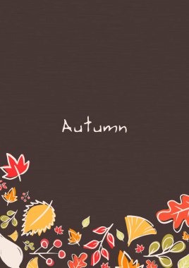 Beyaz karalama, sonbahar festivalinde dekorasyon için kahverengi arkaplan vektörüne çerçeve bırakıyor.