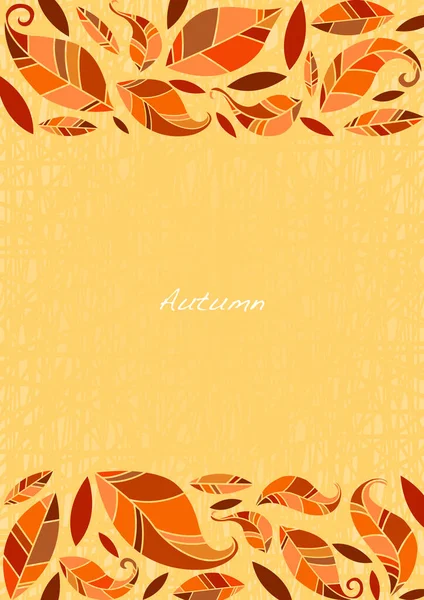 Autumn Flat Leaves Frame Vector Background Decoration Fall Thanksgiving Seasonal — Stock Vector