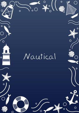 Yaz tatili etkinliklerinde dekorasyon için soyut karalama denizcilik çerçeve vektör tasarımı.