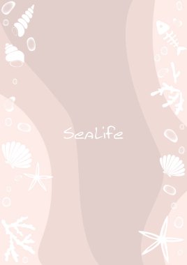 deniz yıldızı, yıldız kemiği, mercan ve deniz kabuğu yaz tatilinde dekorasyon için kumsal arka plan vektörü.