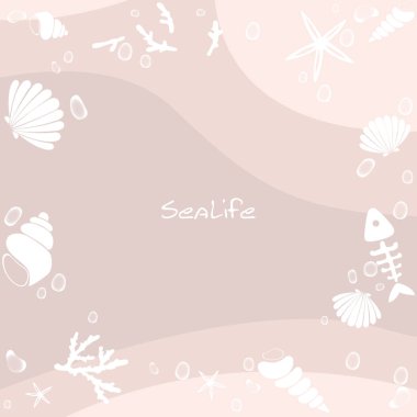 deniz yıldızı, yıldız kemiği, mercan ve deniz kabuğu yaz tatilinde dekorasyon için kumsal arka plan vektörü.