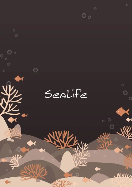 Оранжевые Кораллы Рыба Море Ночное Время Служат Украшением Лета Осени — стоковый вектор