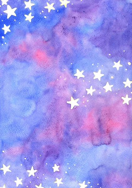Star on the fairy tale sky watercolor hand painting frame background for decoration on night party events.