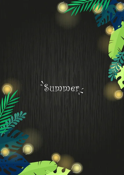 夏季度假活动的热带花园 夜间框架装潢轻松愉快 — 图库矢量图片