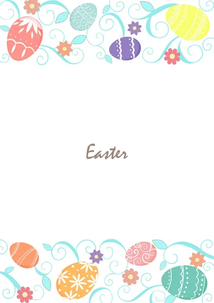 Easter Eggs Spring Flowers Garden Frame Vector Background Decoration Easter — Stock Vector