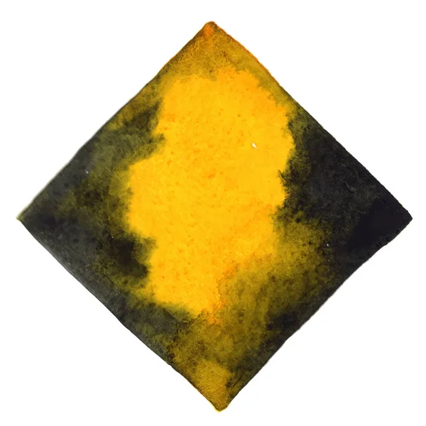 Abstrato Amarelo Preto Quadrado Aquarela Mão Pintura Banner Para Decoração — Vetor de Stock