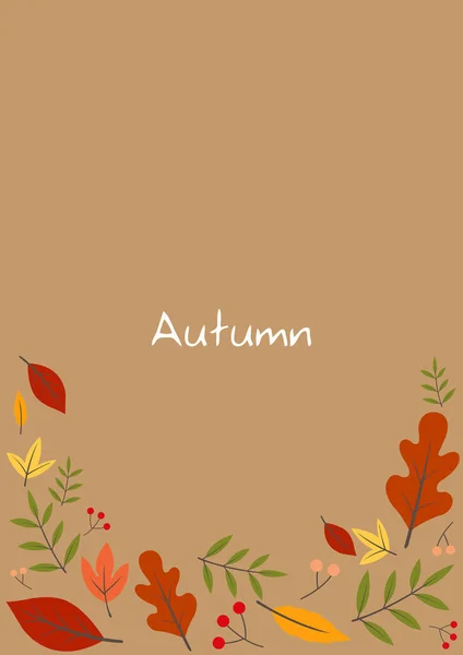 Autumn Leaves Frame Vintage Brown Frame Decoration Fall Season Thanksgiving — Stock Vector