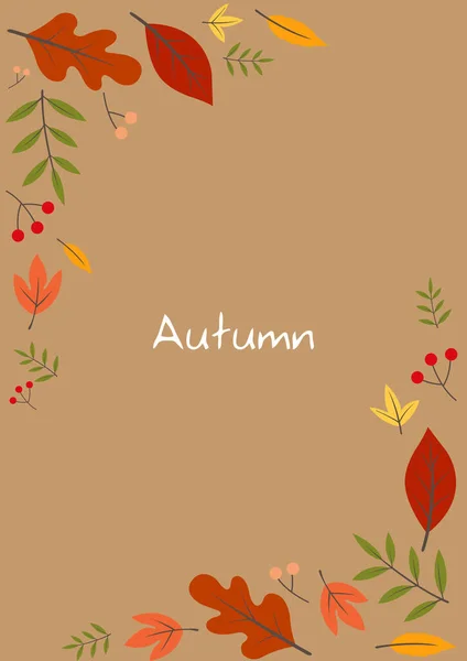 Autumn Leaves Frame Vintage Brown Frame Decoration Fall Season Thanksgiving — Stock Vector