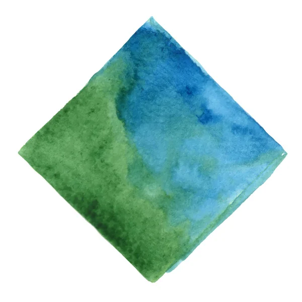 Abstracto Azul Roble Verde Cuadrado Acuarela Mano Pintura Banner Para — Vector de stock