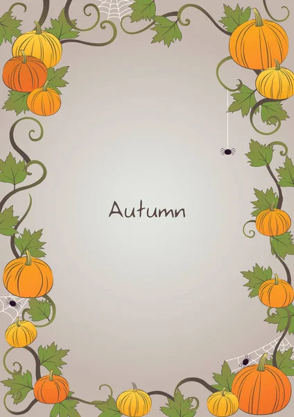 Pumpkin Ivy Spider Frame Vector Decoration Autumn Season Halloween Festival — Stock Vector