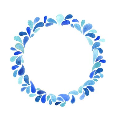 Soyut su damlası çelengi suluboya el boyası yaz ve su temalı dekorasyon için.