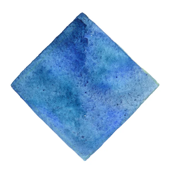 Abstraktní Indigo Aqua Modrý Čtverec Akvarel Ruční Malba Banner Pro — Stock fotografie