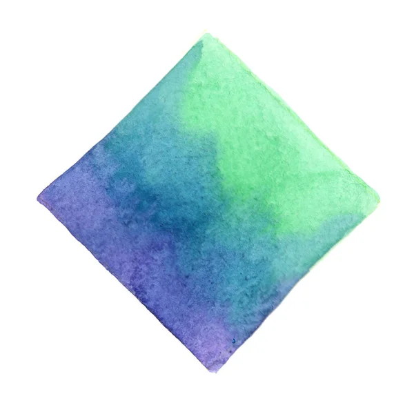 Abstract Emerald Green Purple Navy Blue Square Watercolor Hand Painting — Stock Photo, Image