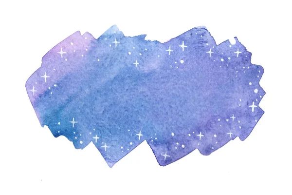 星のバナーブラシストローク水彩画と夜空のコピースペースの背景 — ストック写真