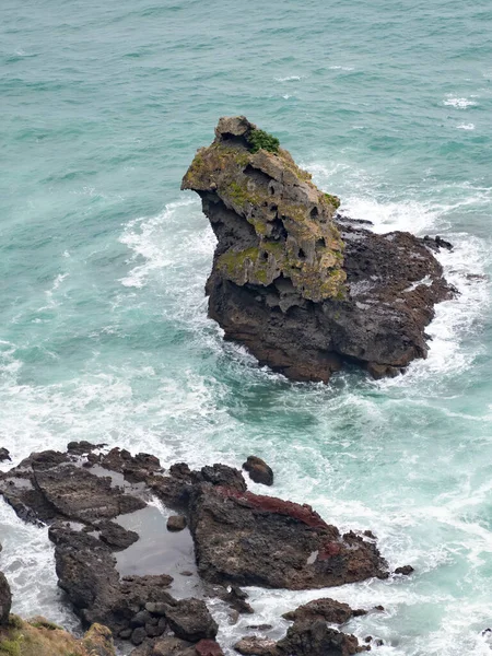 Vue Rocher Poulet Dans Baie Mercer Karekare — Photo