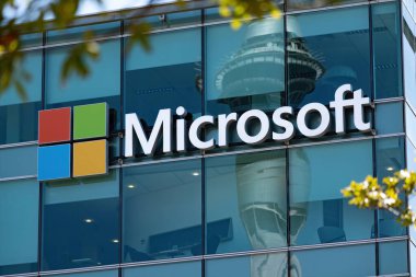 Auckland / Yeni Zelanda - 7 Kasım 2019: Microsoft ofis binasının görüntüsü