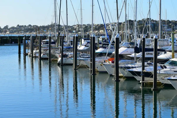 奥克兰 新西兰 2020年6月23日 环月湾码头和船只景观 — 图库照片