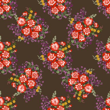 Şirin petunyalardan oluşan küçük çiçeklerle harika, pürüzsüz bir sınır. Düzenli olarak. Ev tekstil, iç mekan, çarşaf için çiçek arkaplan.