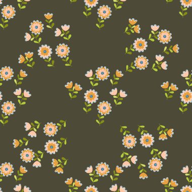 Küçük çiçeklerdeki basit şirin desen. Tekstil veya kitap kapakları, imalat, duvar kağıtları, baskı, hediye paketi ve yapıştırma kitabı için çiçeksiz arka plan