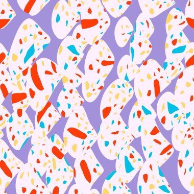  Kusursuz soyut terrazzo deseni. Tekstil veya kitap kapakları için yaratıcı illüstrasyon, imalat, duvar kağıtları, baskı, hediye paketi, döşeme
