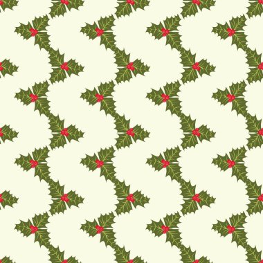Holly kusursuz desensiz vektör çizimi 