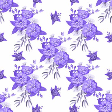 Küçük bahçe çiçekleri içinde kusursuz parlak desenler. Millefleur. Tekstil, duvar kağıdı, kapaklar, yüzey, baskı, hediye paketi, hatıra defteri, dekupaj