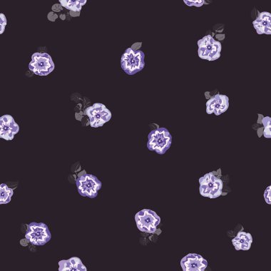 Şirin petunyalardan oluşan küçük çiçeklerle harika, pürüzsüz bir sınır. Düzenli olarak. Ev tekstil, iç mekan, çarşaf için çiçek arkaplan.