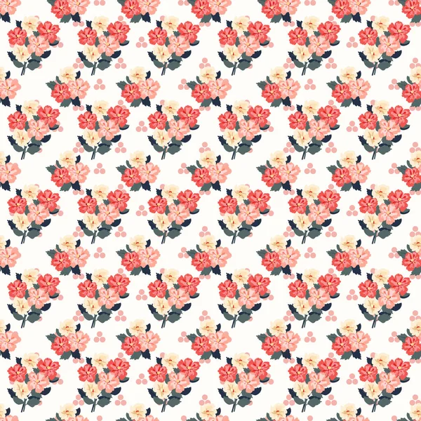 Vintage Feedsack Pattern Small Flowers Millefleurs Floral Sweet Seamless Background — Stock Vector
