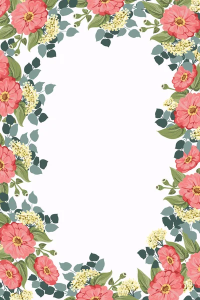 Bordure Sans Couture Motif Aquarelle Floral Fleur Zinnia Jardin Branche — Image vectorielle