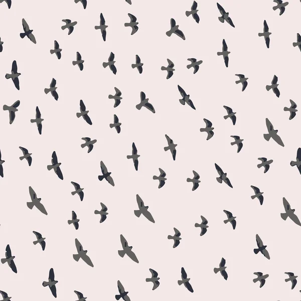 Flying Birds Seamless Pattern Primitive Style — Stock Vector