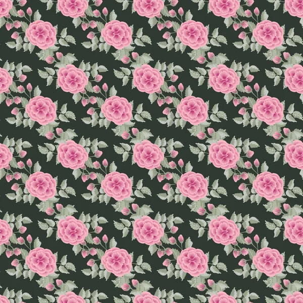 Motif Floral Avec Imitation Trait Peinture Modèle Folklorique Sans Couture — Image vectorielle