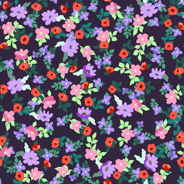 Kleine Naïeve Bloemen Naadloos Patroon Chaotische Orde Zomer Trendy Bloemen — Stockvector