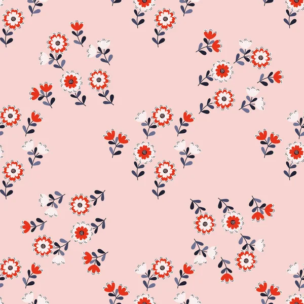 Modèle Mignon Simple Petites Fleurs Fond Sans Couture Floral Pour — Image vectorielle