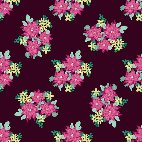 シンプルな小さな花でシームレスな花パターン 民俗スタイルのミルフルール カバー ラップ スクラップブッキング デカッページの植物の背景 — ストックベクタ