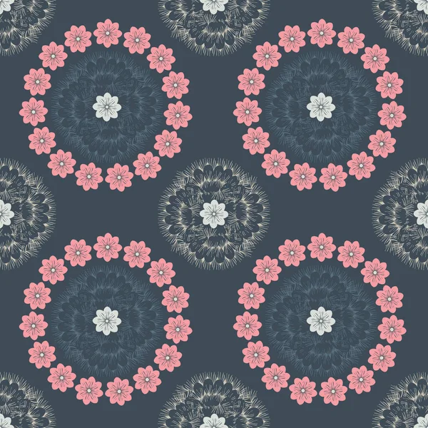 Modèle Mandala Fleur Sans Couture Pour Tissu Conception Tissu Papier — Image vectorielle